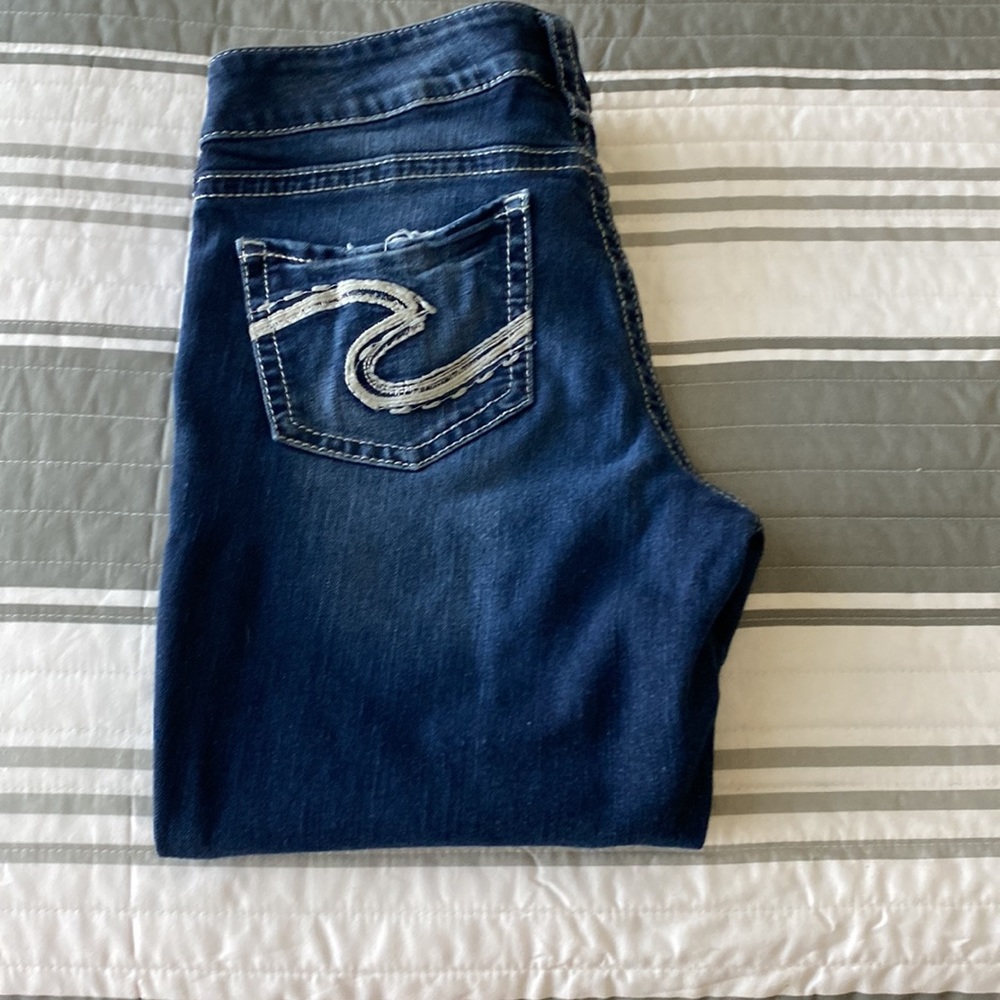 Silver crop jeans
